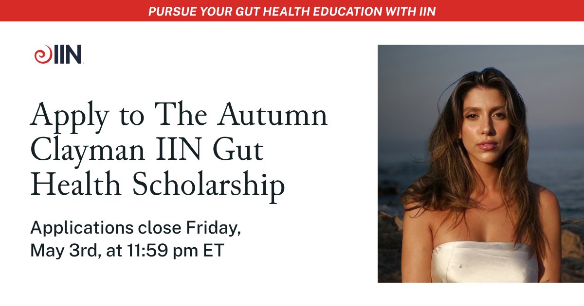 Reminder! Get your applications in by 11:59pm ET tomorrow to begin your journey towards balance and healing with IIN's Gut Health Course.🌟 Apply for Autumn's scholarship here: tinyurl.com/3ebfmnc2