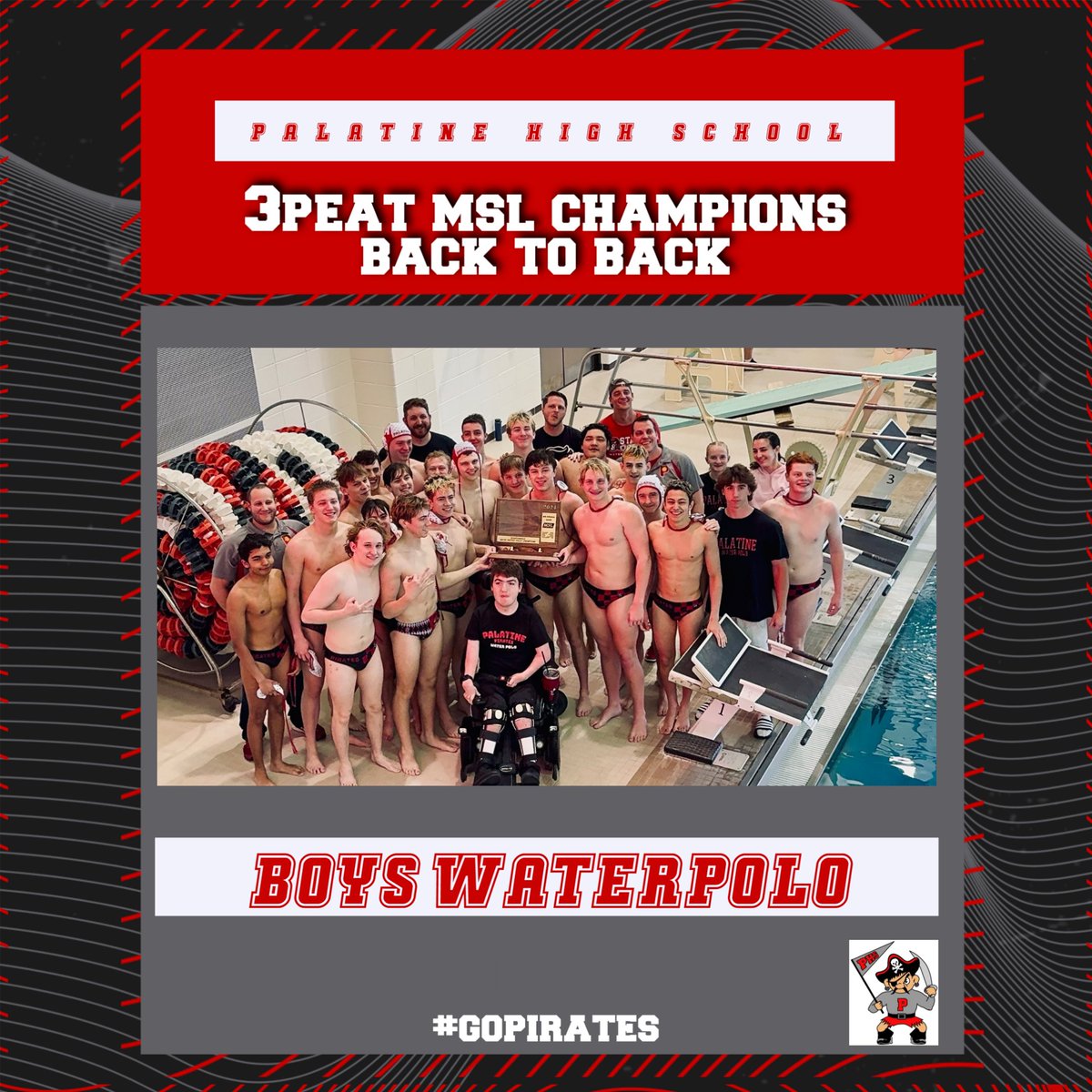 Congratulations to Joe Grzybek and his team on their amazing accomplishment of winning the MSL conference championship three times in a row!! Go Pirates!