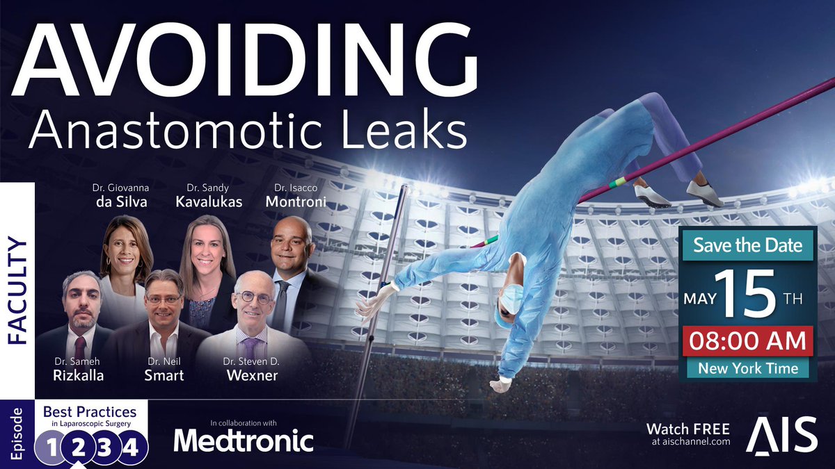 Don’t miss the second episode in our four part series @AISChannel on anastomotic leaks with @Neil_J_Smart @ColorectalDis editor-in-chief and @CleveClinicFL staff and alumni @dmhayden21 @3isac @dr_samehhany81 @dasilvg