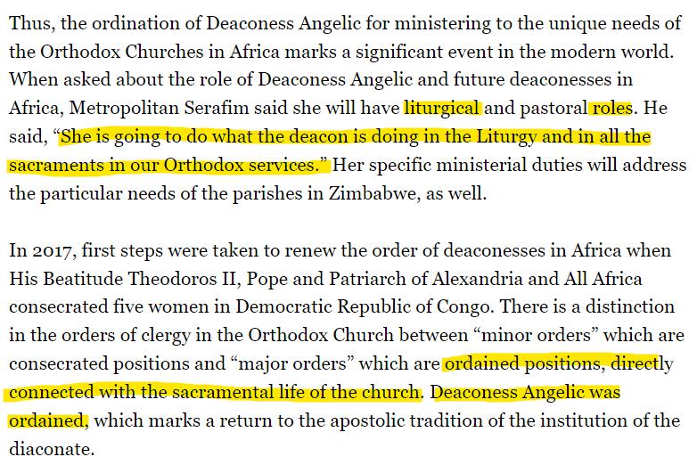@OrthodoxReflec1 This goes beyond Byzantine deaconesses to straight up female deacon. 'She is going to do what the deacon is doing in the Liturgy...' This is beyond the pale.