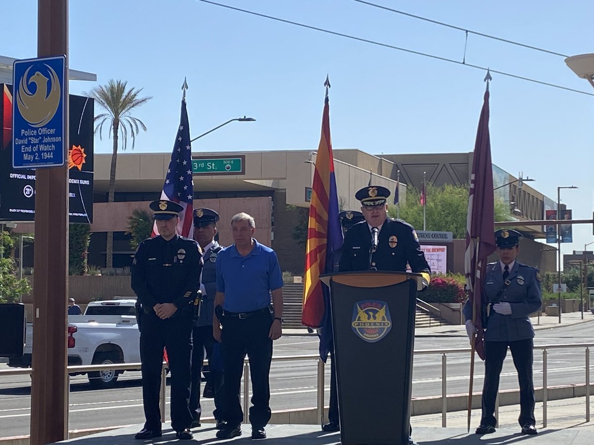 On the 80th Anniversary of his End of Watch, May 2, 1944, @PhoenixPolice Ofc. David “Star” Johnson has been honored with an Historic Marker where he lost his life in the line of duty. Jefferson & 2nd St.
