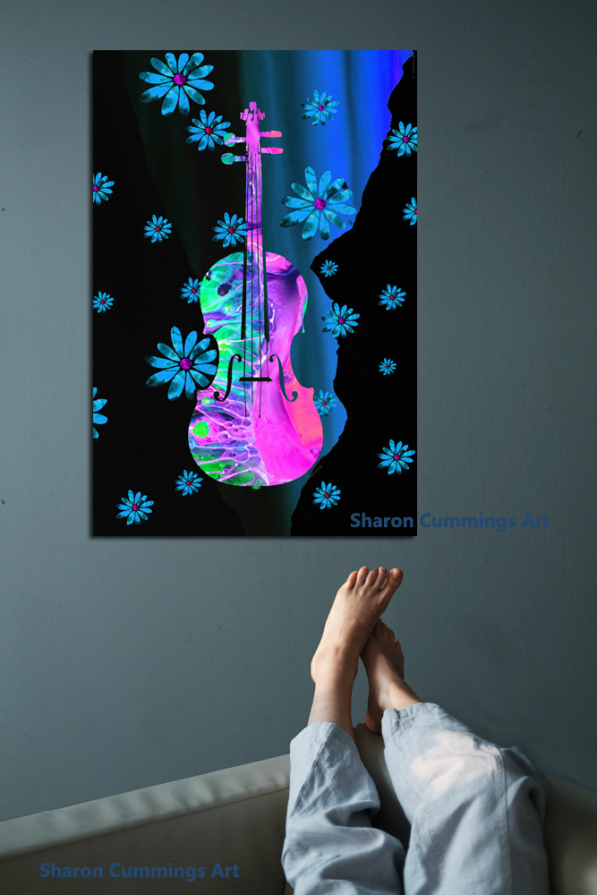 Deep Color Flower Violin HERE: fineartamerica.com/featured/deep-… #violin #violins #violinist #classical #music #ClassicalMusic #daisy #daisies #blue #pink #musical #musician #musicians #strings #buyINTOART #FillThatEmptyWall