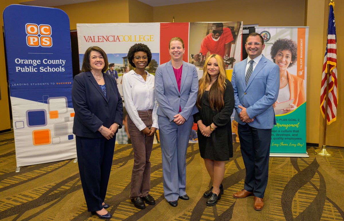 Today, officials from @valenciacollege joined with @Osceolaschools and @OCPSnews to announce a new, inexpensive way for students to earn a teaching degree -- as teacher apprentices. Valencia College will launch the new program in 2025. Details: tinyurl.com/yc5p72hd