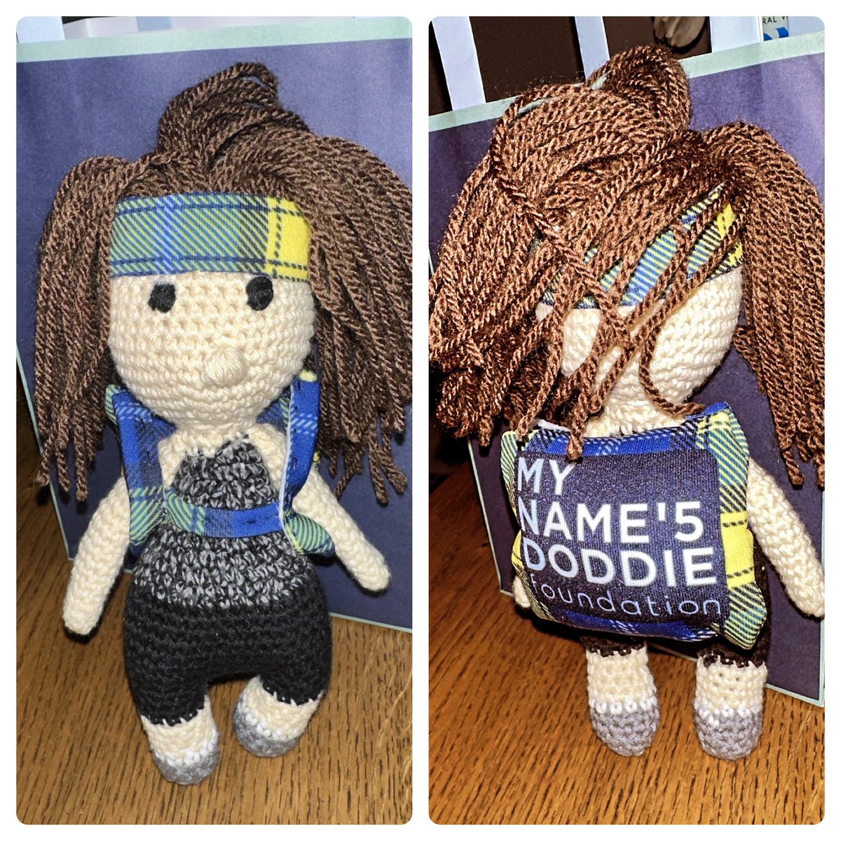 Thank you Trudi for making us this very special @MNDoddie5 mascot for the 24 Peaks in 24 Hours challenge. 

Trudi very cleverly made this out of a Myname5doddie headband which her husband Jerry had from the men’s challenge last year. 💙⛰️🥁