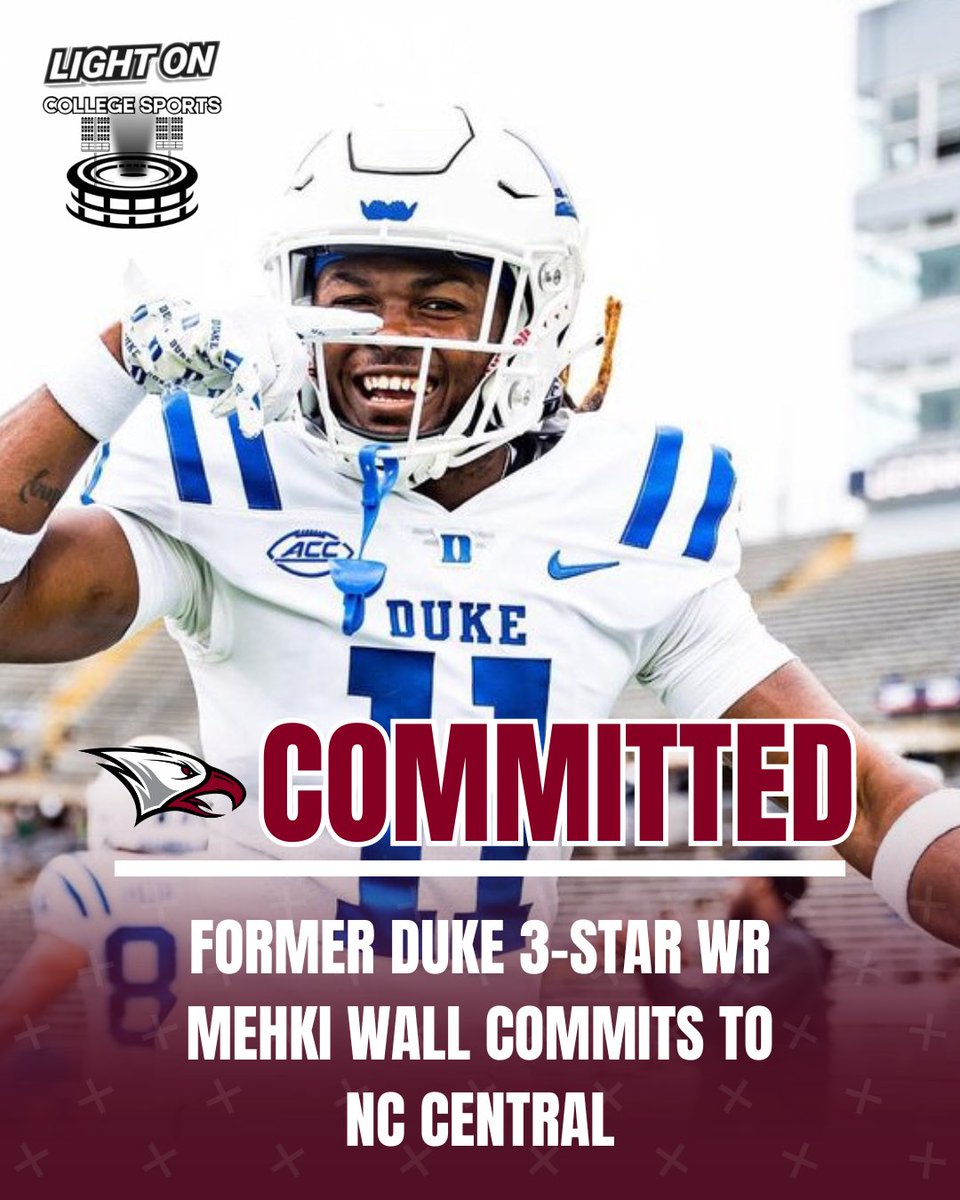 Former Duke 3-Star WR Mehki Wall has committed to NC Central, per his social media. 🦅🔥

#EaglePride @mehkiwall3