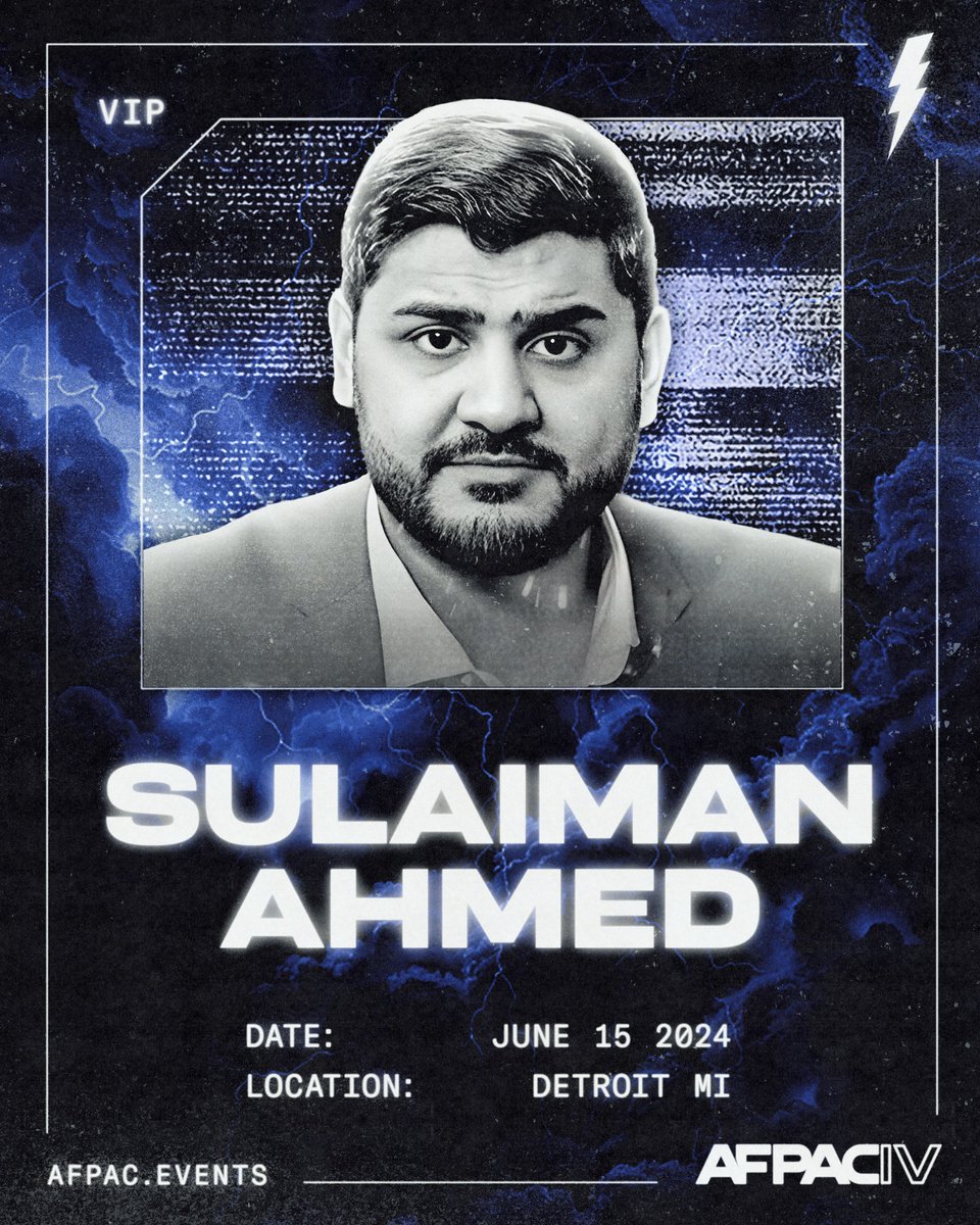 We are thrilled to welcome journalist Sulaiman Ahmed (@ShaykhSulaiman) as a VIP at AFPAC IV! Join us on June 15th in Detroit, Michigan! Sponsors & attendees will have the opportunity to meet our VIPs following the conference. Secure your tickets here: afpac.events