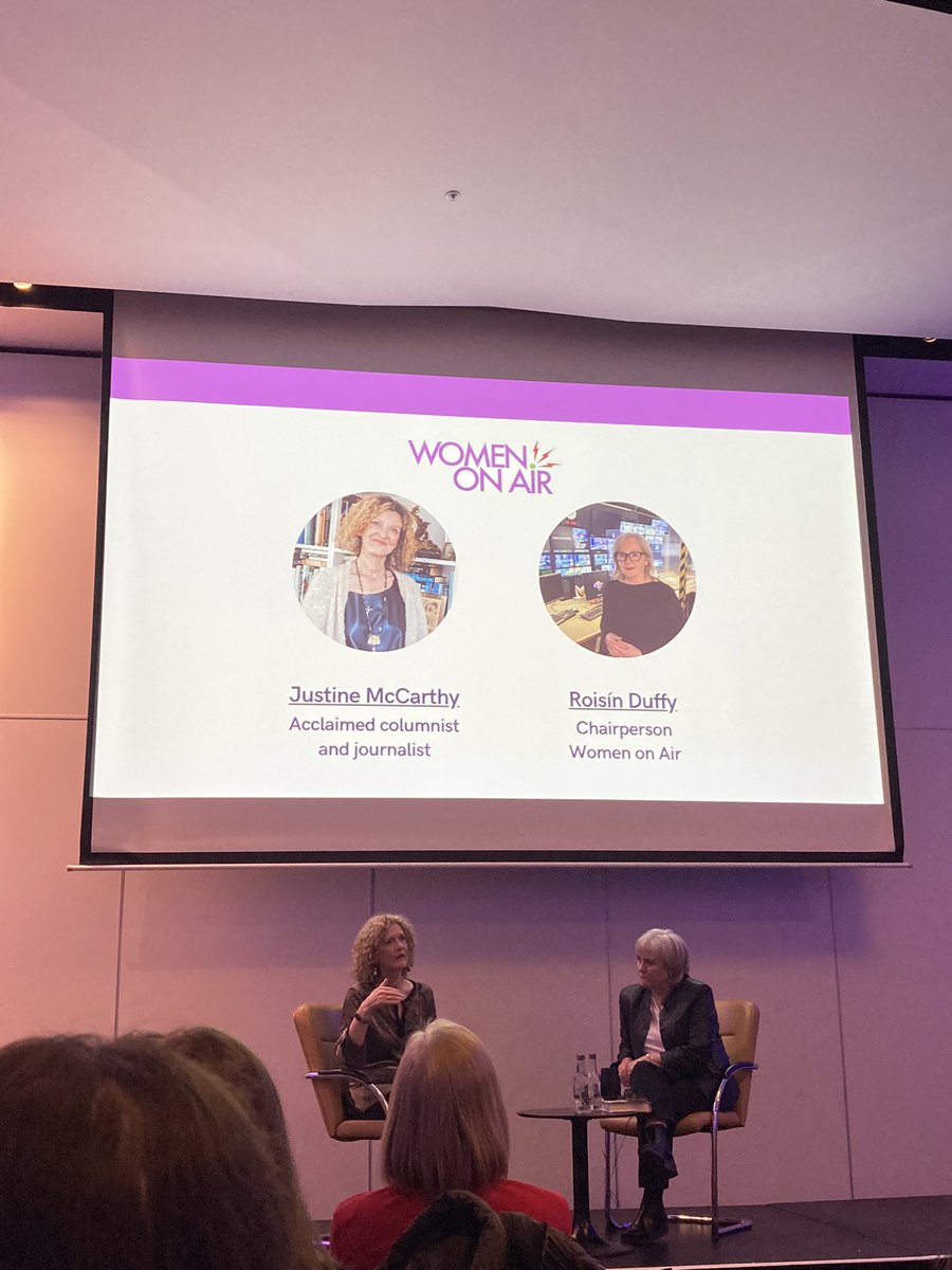 Fantastic evening at the @WomenOnAirIE event. I really enjoyed listening to Justine McCarthy in conversation with Roisín Duffy. Lots of interesting discussion about the importance of balance and bringing new voices and perspectives into the media.