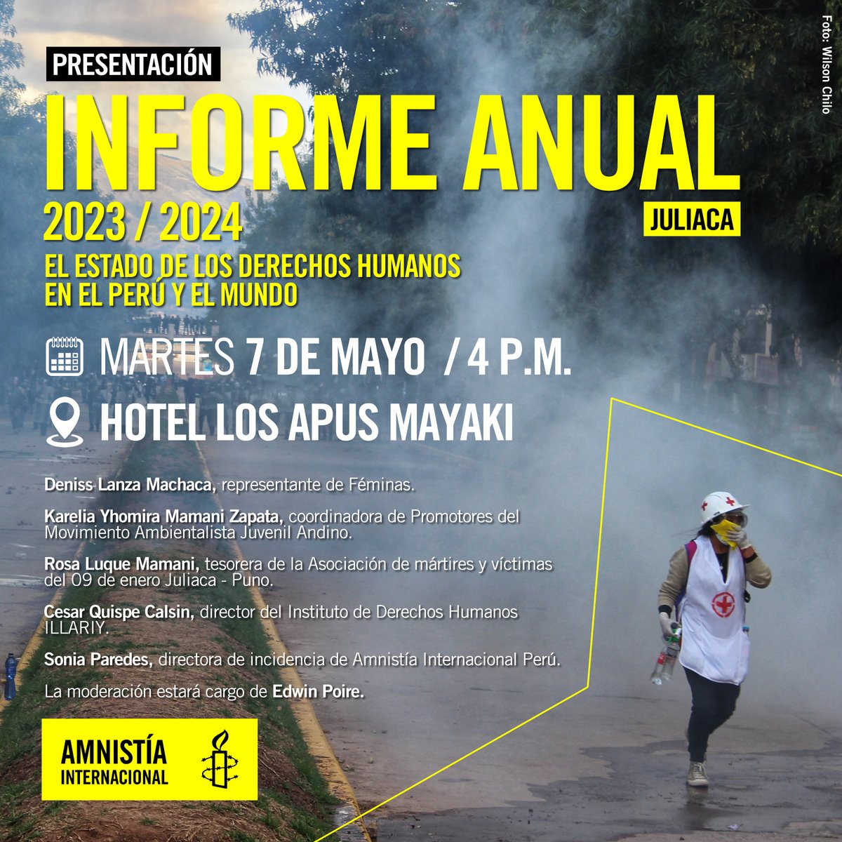 Inscríbete para participar en la presentación de nuestro Informe Anual 2023/2024: El estado de los derechos humanos en el Perú y el mundo 🌎. 👇 Juliaca: bit.ly/3UEDjEi Ayacucho: bit.ly/49WtgP9