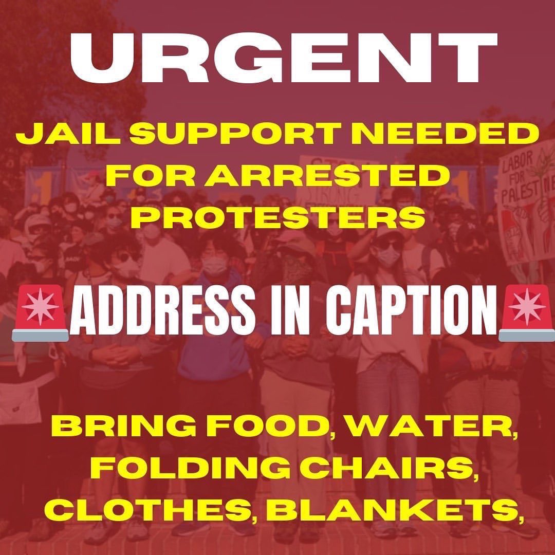 NOW: Over 130 arrests including the UCLA Divest General Secretary & many Divest steering & coalition members, have been made last night during the LAPD’s brutal sweep of our Gaza solidarity encampment. Mass mobilization needed to 180 N. LOS ANGELES ST. in solidarity