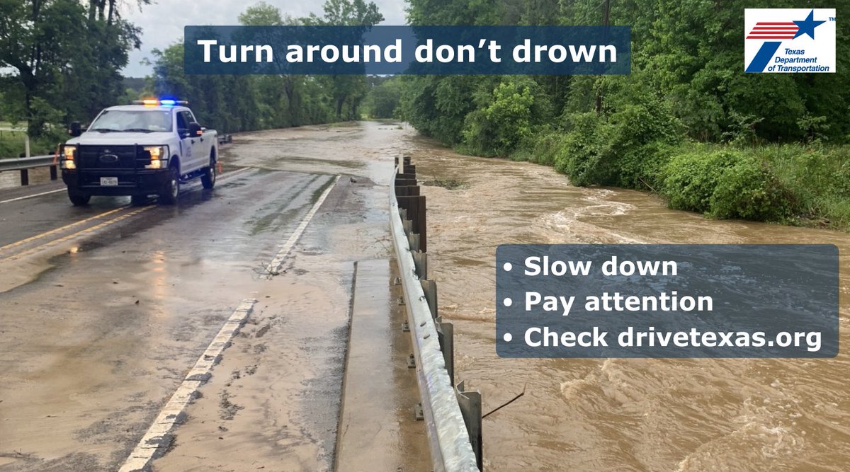 There could be severe storms and possible flooding in parts of the state over the next few days. Please monitor local forecasts and remember to:
✋Slow down
👀Pay attention
✔️Check drivetexas.org for the latest road conditions and closures
And always #TurnAroundDontDrown