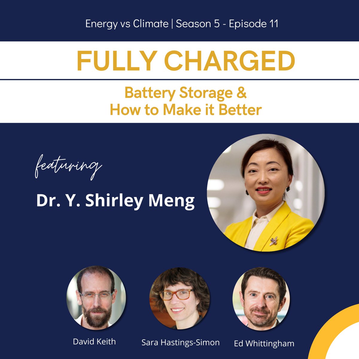 New EvC live show: FULLY CHARGED-Battery Storage & How to Make it Better Join @DKeithClimate, Sara, & @EdWhittingham as they chat with battery storage expert @YingShirleyMeng of the @UofC on May 7 at 11am ET Register at: energyvsclimate.com/youre-invited-… #climate #technology #science