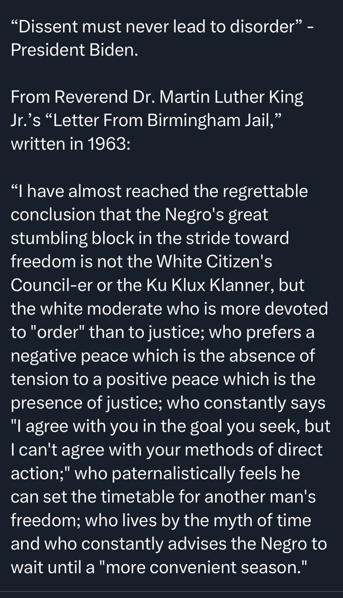 DoctorVive's tweet image. As @ninaturner tweeted 👇

“Dissent must never lead to disorder” - President Biden.