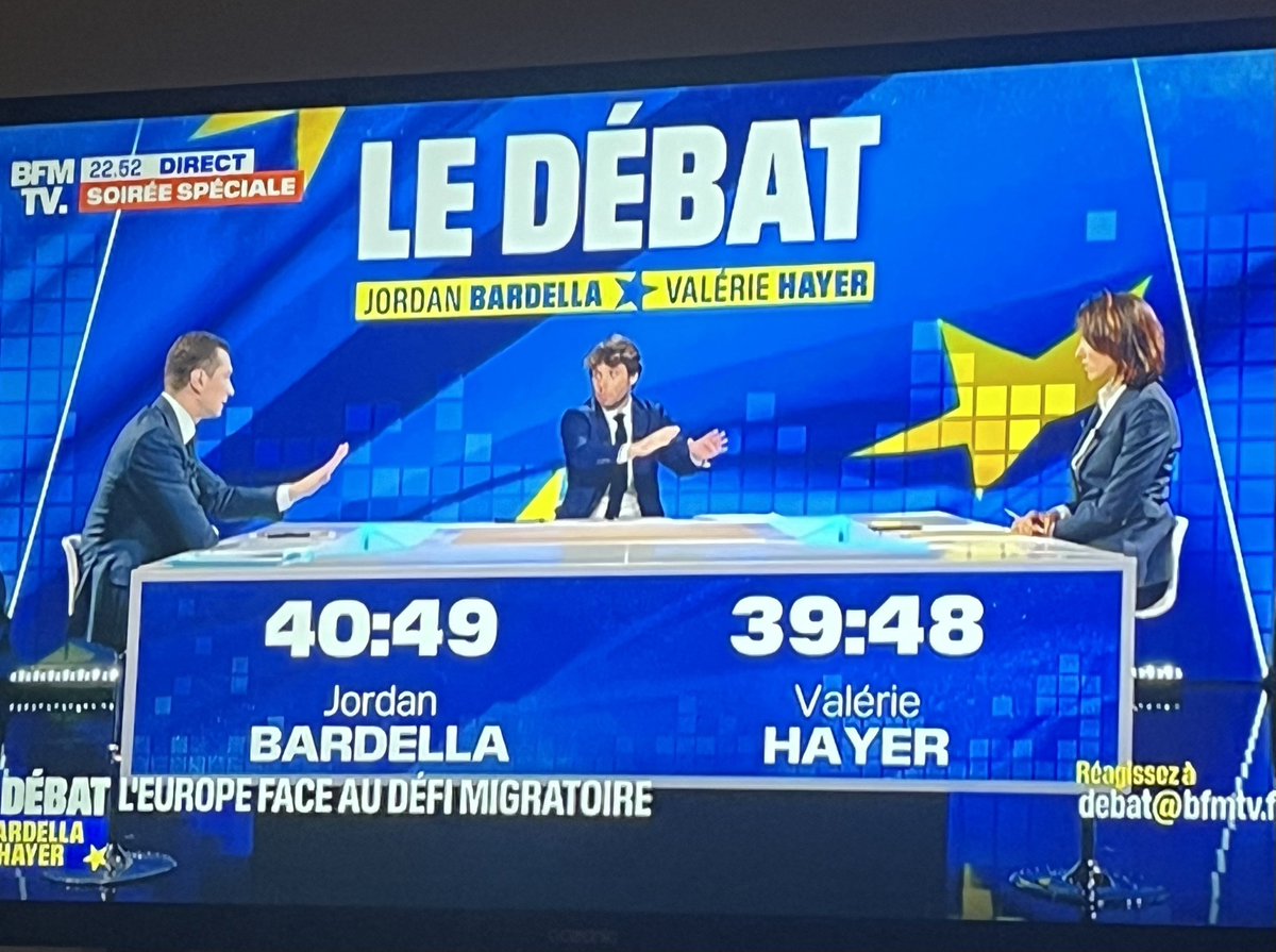 Comme le dit: @J_Bardella « Oui Valérie #Hayer, vous vivez dans le monde des Bisounours». #debatBFMTV