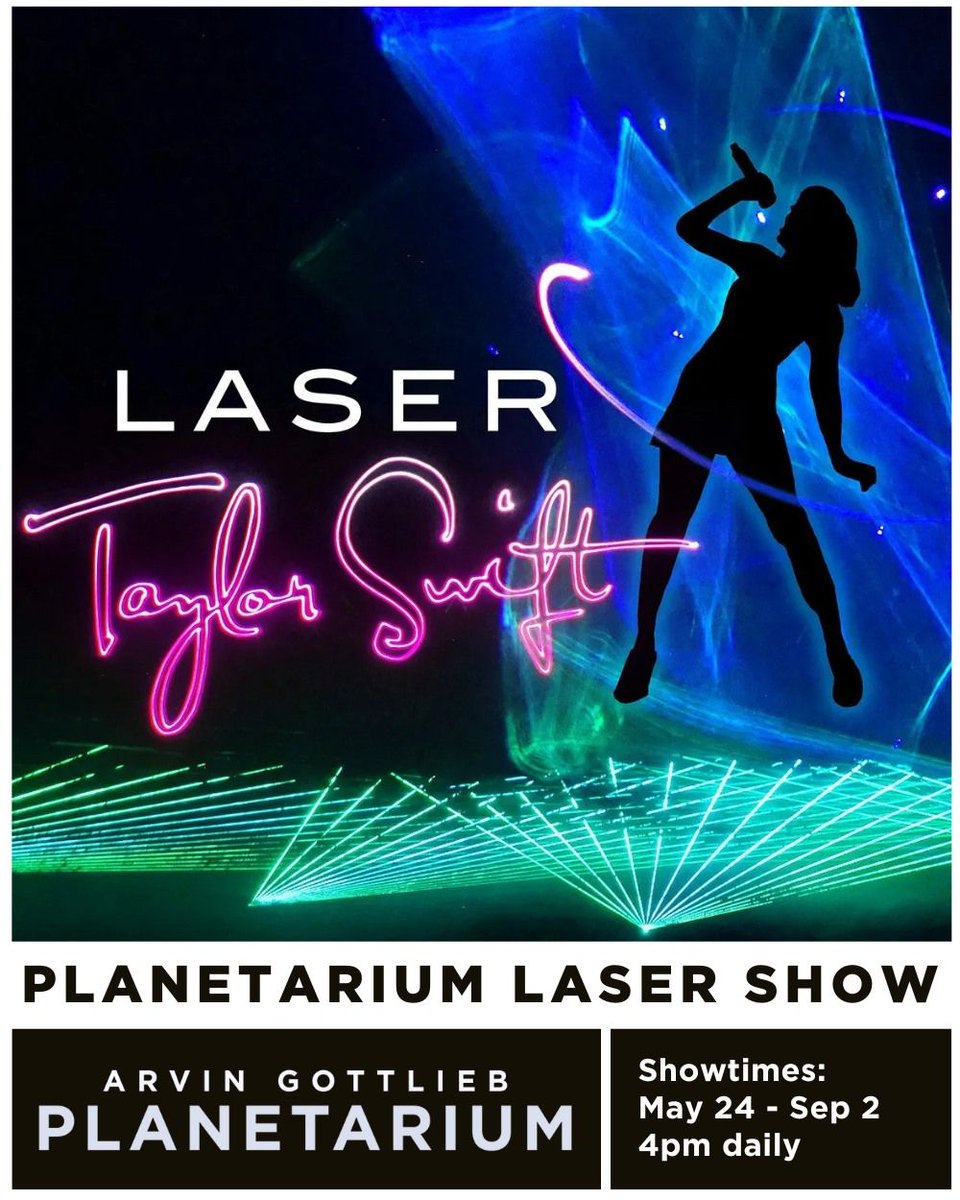 Our Laser Taylor Swift Eras Tour tribute is back at our Planetarium every day this summer starting May 24. Featuring thirteen greatest hits (Taylor's Versions) and latest Midnights releases, all brought to life in spectacular laser light displays >> bit.ly/LaserTaylorSwi…