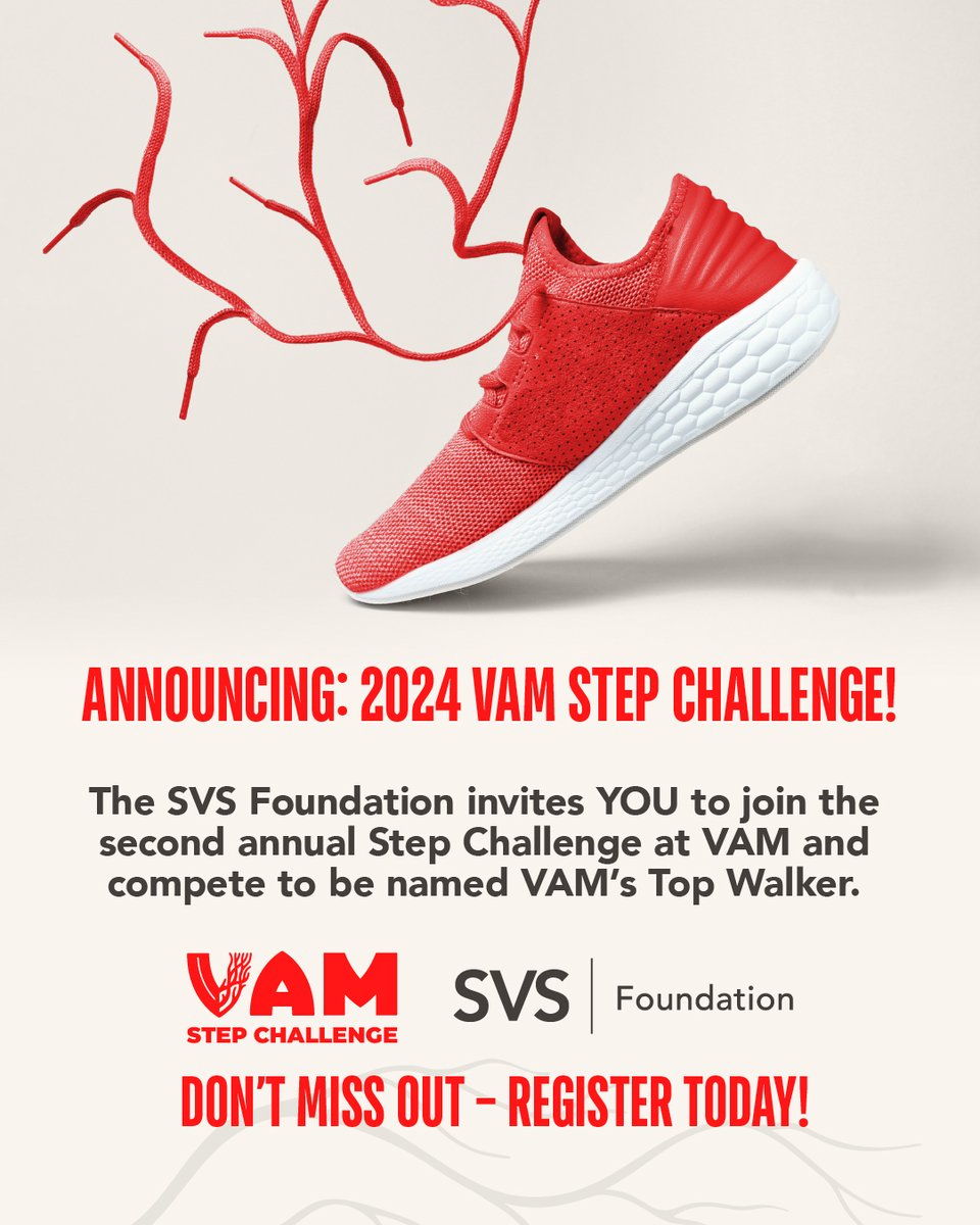 Attention all #VAM24 Attendees! You're invited to join the Step Challenge at VAM + compete to be named VAM’s Top Walker! 👟👟👟 Whether you end up walking a little or a lot, ALL registrants will receive cool swag + the opportunity to win prizes. Learn more charityfootprints.com/Vascular/?cf_s…
