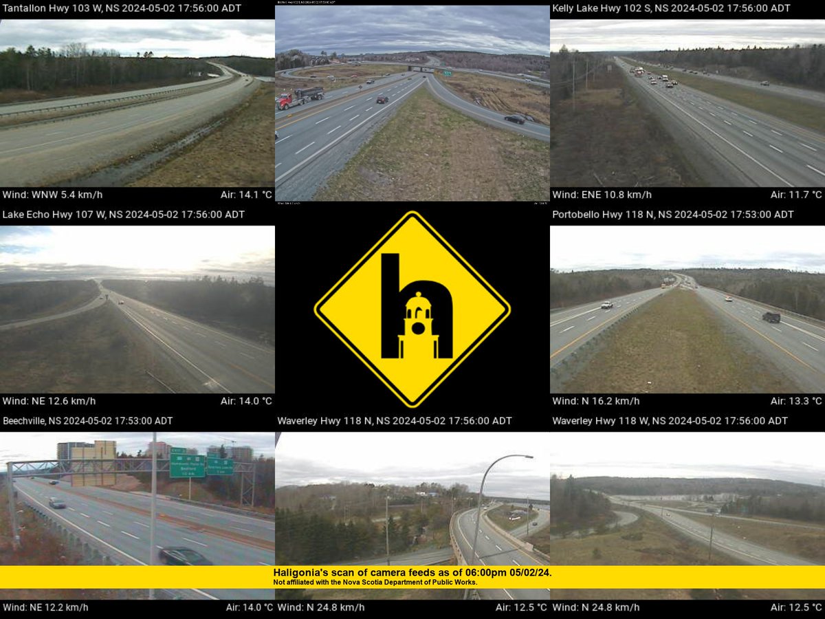 Conditions at 6:00 pm: Mostly Cloudy, 12.2°C. @ns_publicworks: #noxp #hfxtraffic