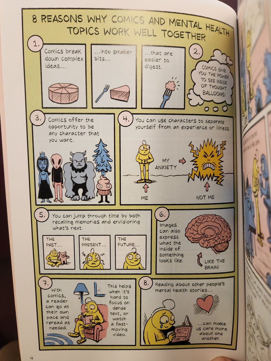 8 Reasons Why Comics and Mental Health Topics Work Well Together

Number 8 is where I spend most of my focus w/ #GraphicMedicine 

📖 here i am, i am me: An Illustrated Guide to Mental Health by Cara Bean