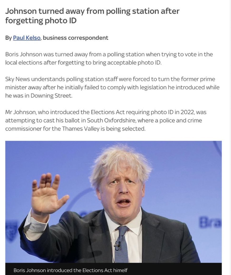Disgraced former PM Johnson foisted by his own vote rigging laws