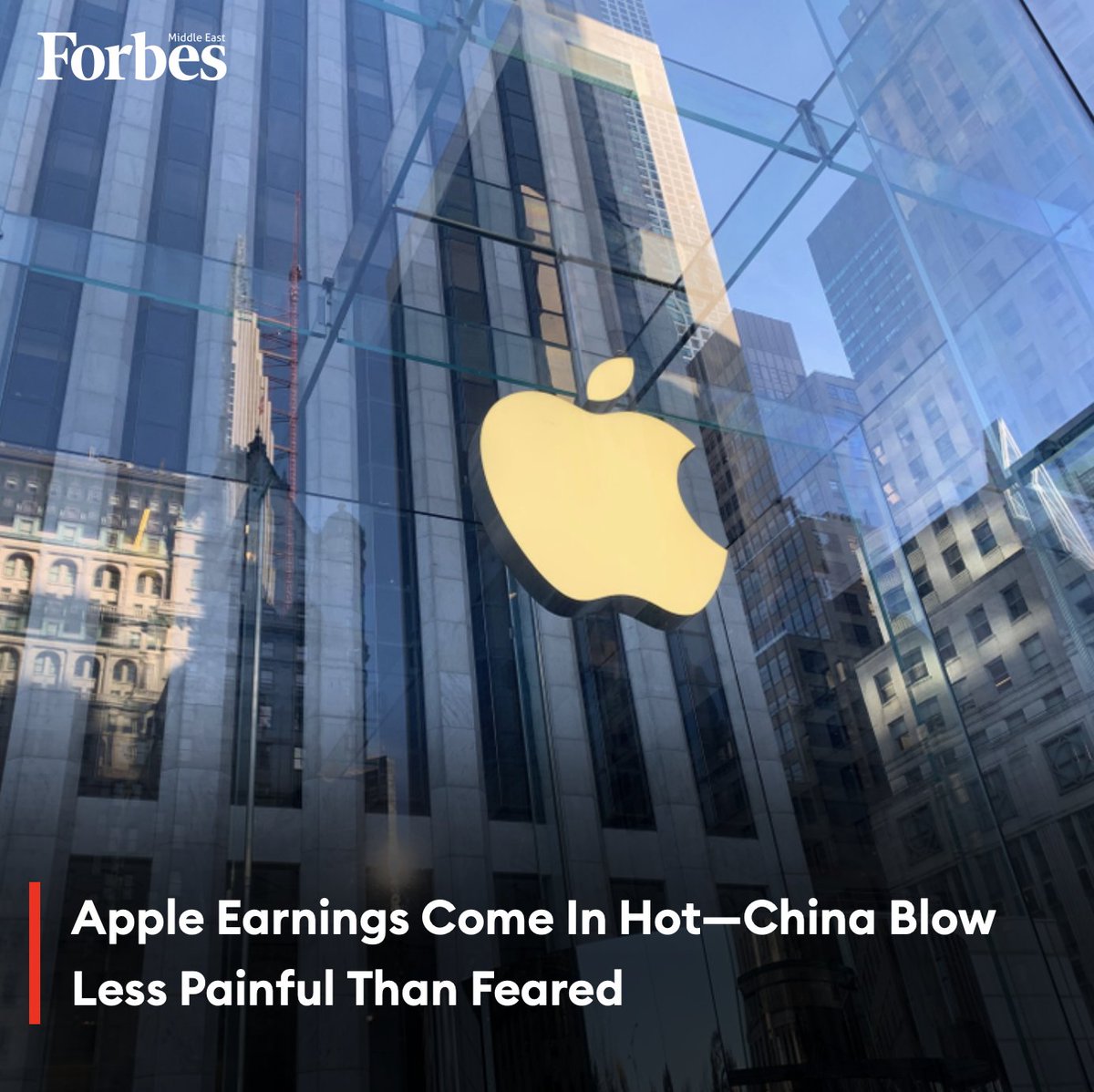 #Apple delivered quarterly earnings solidly above Wall Street’s expectations, as Chinese demand concerns which drove Apple’s stock down in recent months, proved to be less severe than predicted. #Forbes For more details: 🔗 on.forbesmiddleeast.com/2uwz