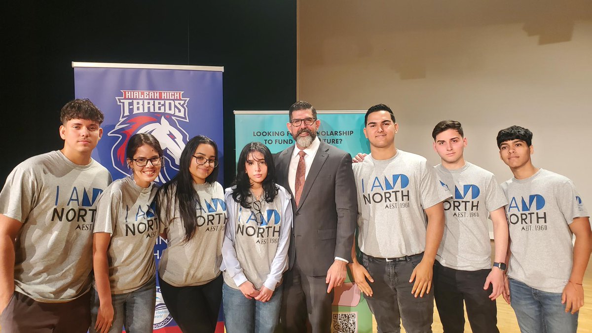 EducationFL's tweet photo. Hialeah Senior High, you were outstanding hosts today!  @CommMannyDiazJr and Secretary Davis enjoyed explaining how the Bright Future Scholarships and the @floridalottery can open doors for students. Your enthusiasm for learning was contagious – thank you! https://t.co/DefrNqqPKP https://t.co/8h4RrjYR9A