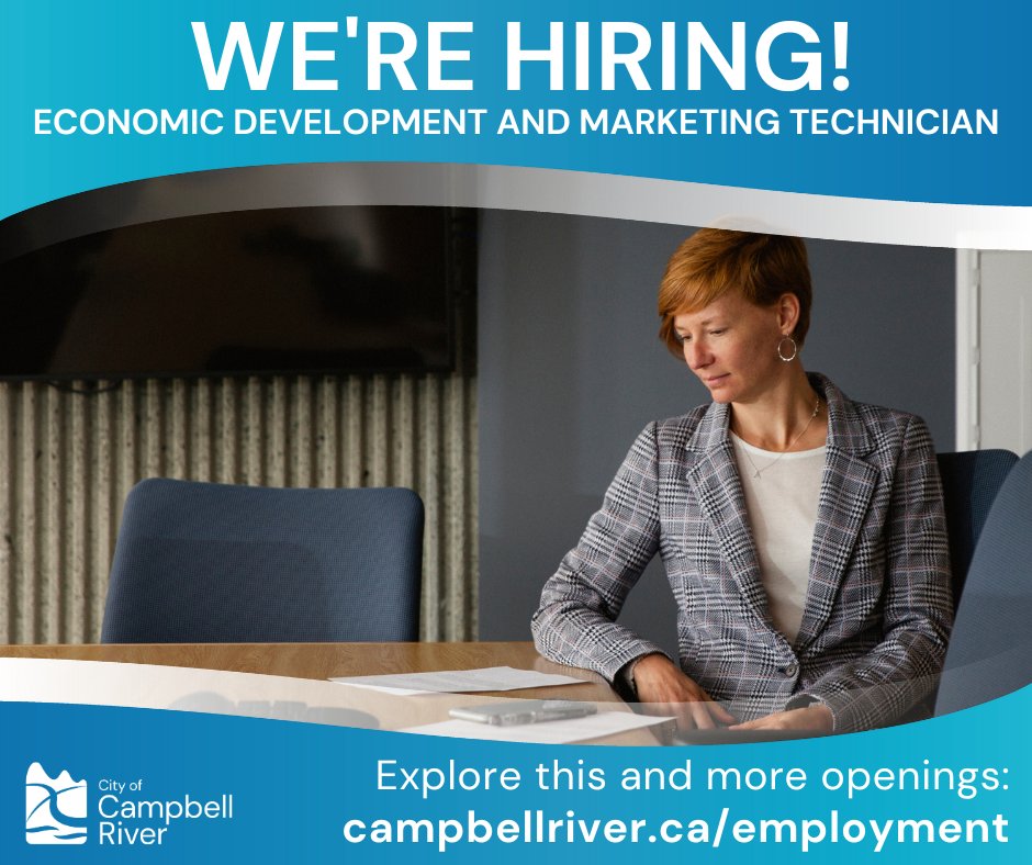 The City is seeking an Economic Development and Marketing Technician to join our team. For information on this exciting opportunity, visit campbellriver.ca/employment. This posting closes on Thursday, May 23, 2024.