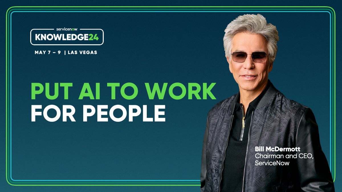 The age of AI is now. It's not about *if* but *how* to put AI to work for your business. Join CEO Bill McDermott's #Know24 opening keynote as he leads a conversation around building the future of business on the ServiceNow platform. 🚀 See you there! spr.ly/61105ZQepv