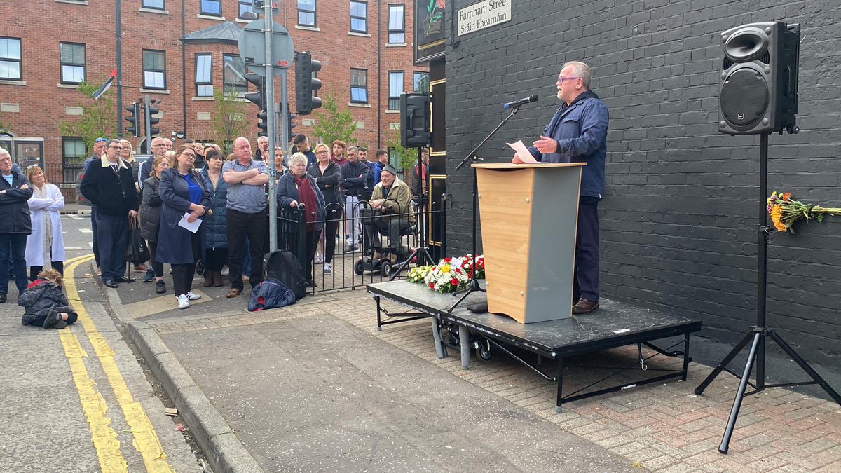 It was our honour to be included in the 50th anniversary of the bombing of the Rose and Crown. An emotionally charged evening with Jude Whyte chairing and Paul Doherty speaking to the large crowd of relatives, residents and friends. Organised by the exceptional .@LoragHlc Gerard…