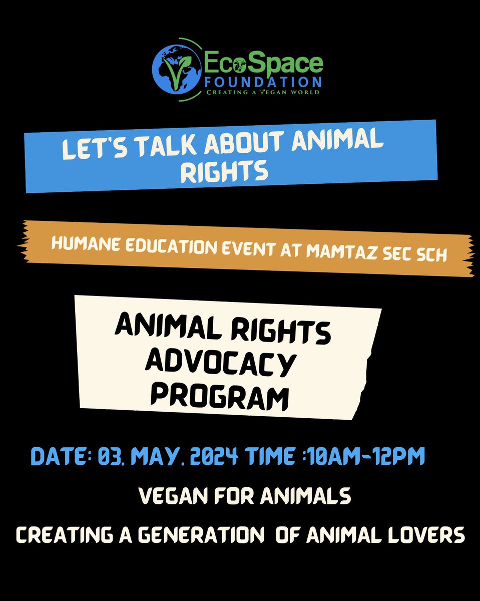 Vegan for animals! We shall be at Mamtaz Sec Sch Kiyindi community tomorrow (03 May 2024) for an animal rights advocacy program. DM or comment to join our humane education event #AnimalRightsMatter #JoinTheMovement #VeganForAnimals #HumaneEducation #GoVegan