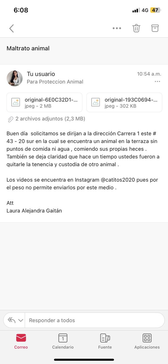 Alejagala98's tweet photo. Ayer radique el caso a través de los canales de comunicación . La respuesta en redes de @AnimalesBOG  fue “ hay muchos casos” y si , los hay pero debemos actuar YA! @andreanimalidad @AngieChaparroS https://t.co/B8X8R3fp84