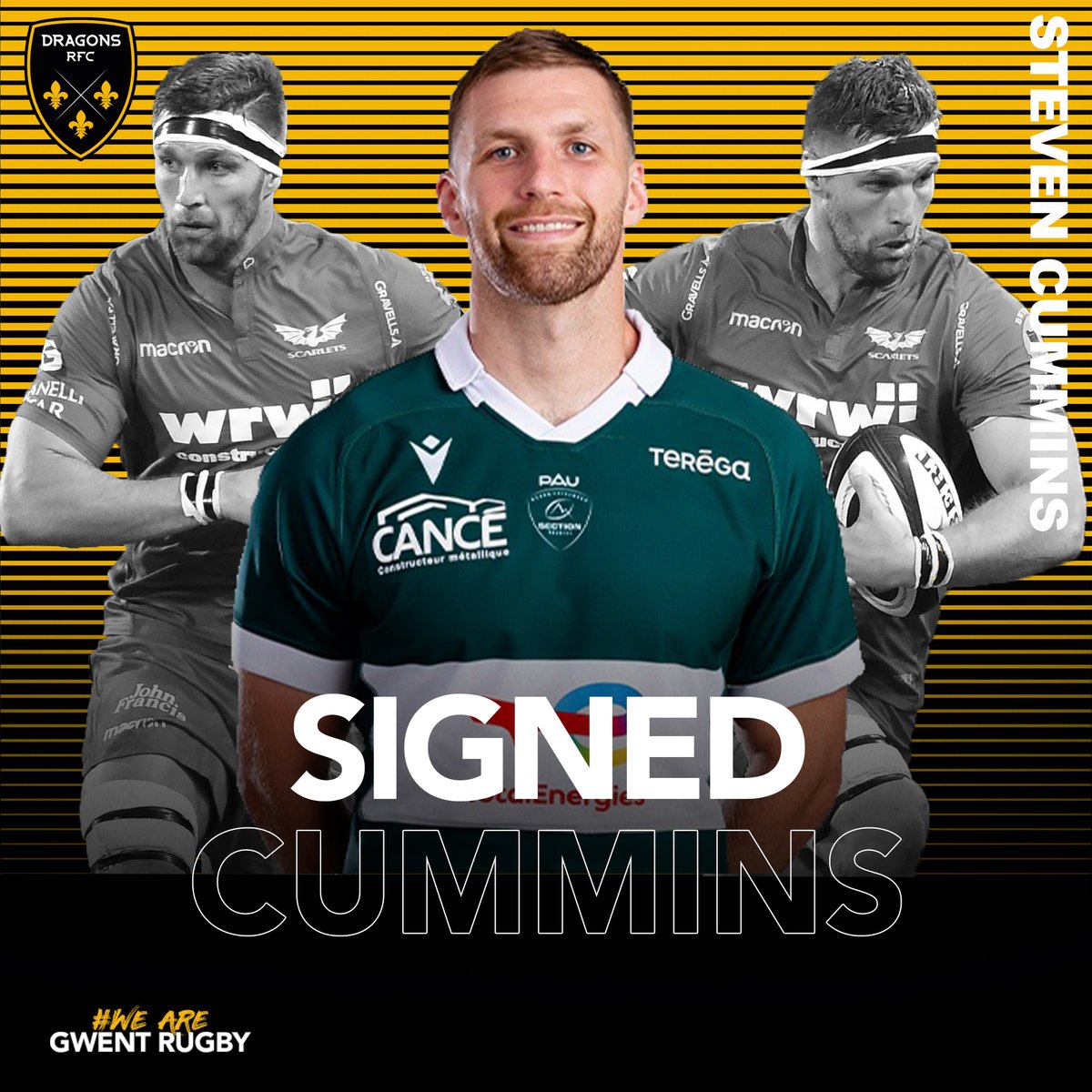 🚨 𝘿𝙍𝘼𝙂𝙊𝙉𝙎 𝙎𝙄𝙂𝙉 𝘾𝙐𝙈𝙈𝙄𝙉𝙎 ✍️

Dragons RFC are delighted to announce the signing of giant lock Steve Cummins on a multi-year deal from @SectionPaloise ahead of the 2024/25 season! 💪🙌

Welcome Steve ❤️🐉

#WeAreGwentRugby