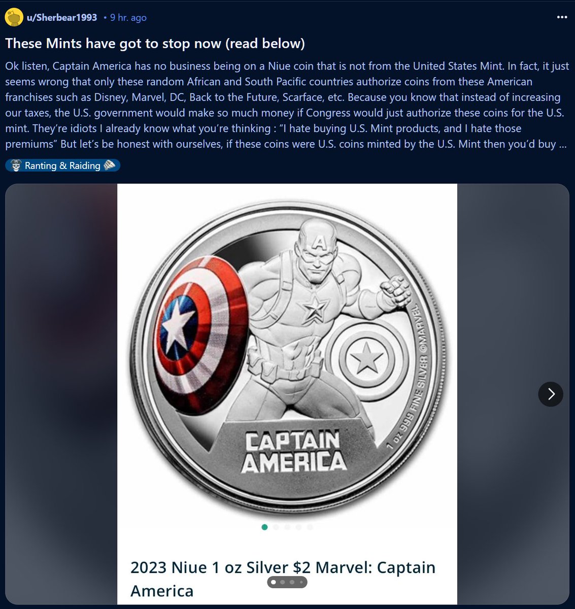 Is Captain America being on a foreign legal tender #silver coin weird to you too? #SilverSqueeze