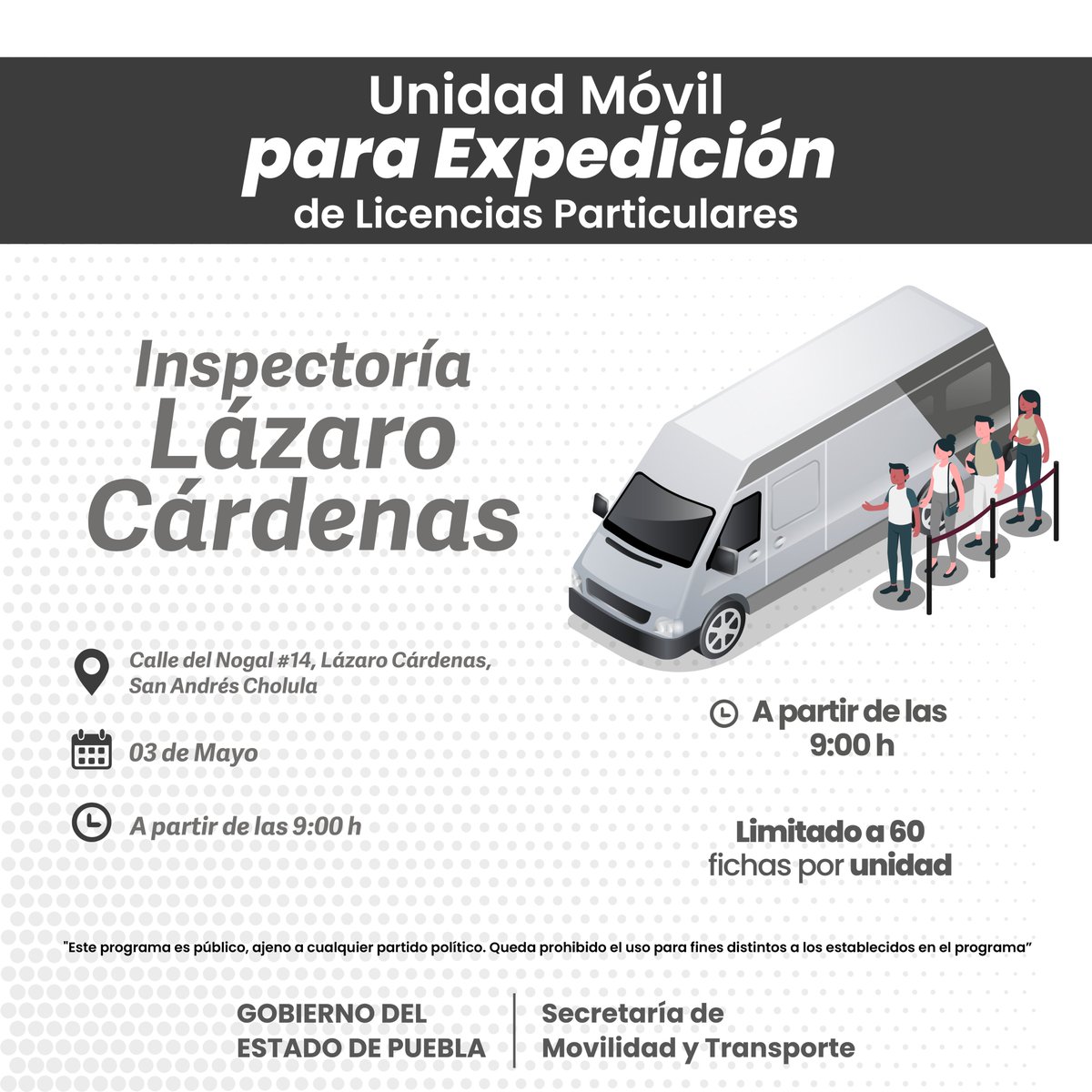 La #UnidadMóvil para la expedición de licencias particulares, hoy se encuentra en la  Universidad Madero y en la Inspectoría Lázaro Cárdenas.

📍Dirección en la imagen
💲🗒️ bit.ly/3Rondel
🕐 A partir de las 9:00