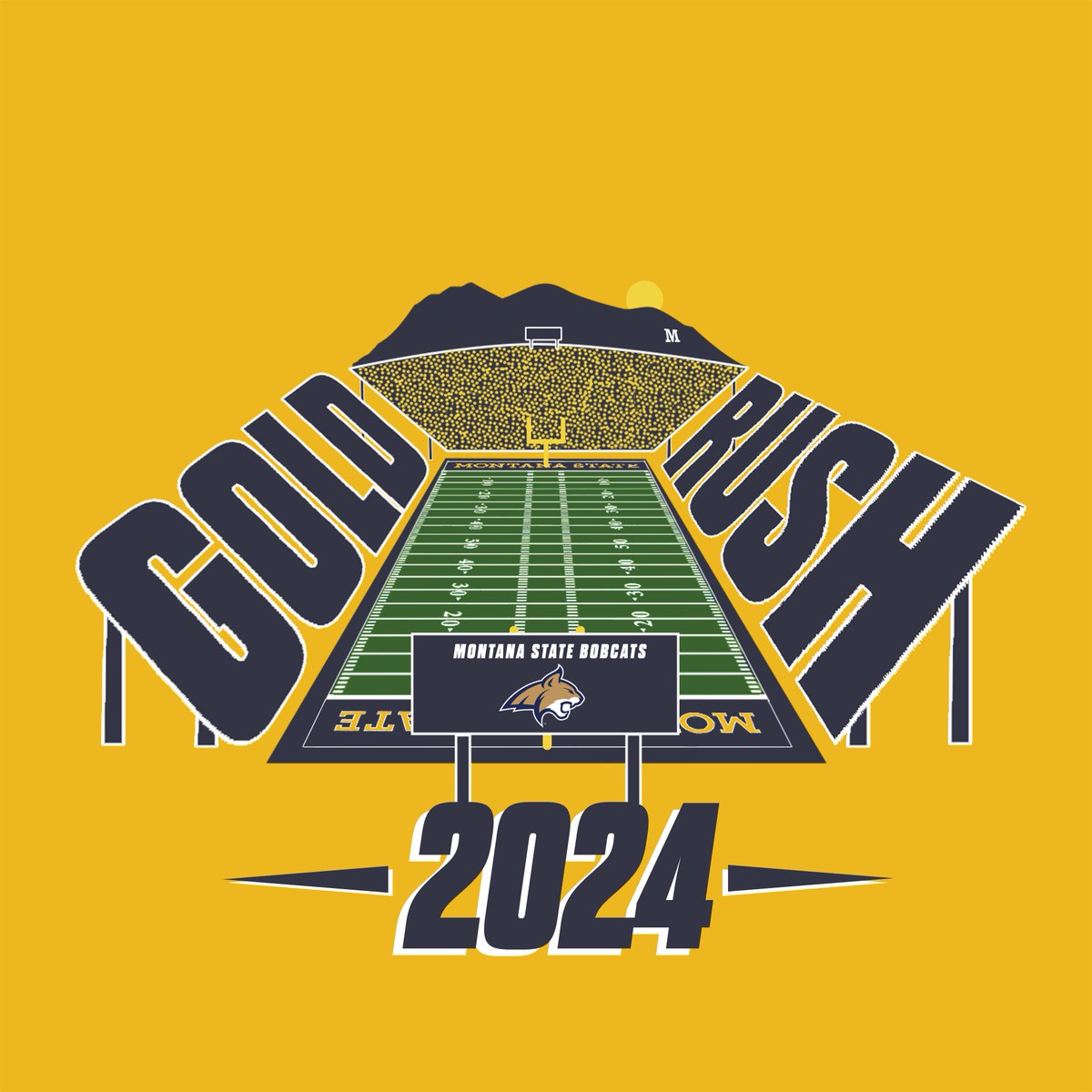 🚨 Time to vote! Option 2 of 4! 🚨 Help us decide the official t-shirt of the 2024 @msubobcatsfb Gold Rush Game! Every like counts as one vote. Voting ends on May 12th at 5 pm!