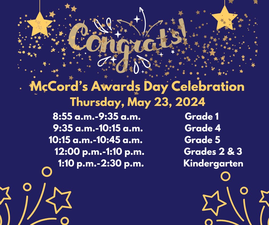 Save the date! We are celebrating the success of our kids! Our Awards Day is Thursday, May 23rd! #fbmccordmustangs #burbank111