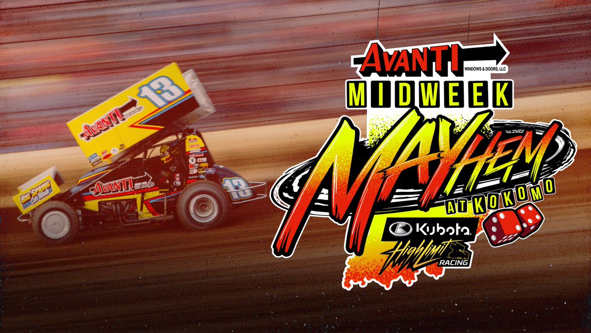 Midweek MAYhem at @KokomoSpeedway! 🙌🏼

Avanti Windows & Doors has partnered with @Kubota_USA High Limit Racing as title sponsor of the upcoming $20,000/Win Avanti Windows & Doors Midweek MAYhem at Indiana’s @KokomoSpeedway on Monday, May 13.

𝗠𝗢𝗥𝗘 👉🏼 highlimitracing.com/press/2024/art…