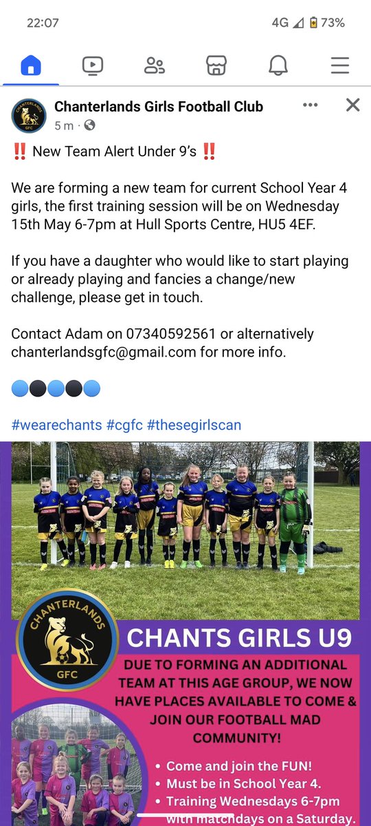 RaingerSarah's tweet photo. @STM_Hull could you share this please - any year 4 girls who fancy playing for a newly formed U9's team? https://t.co/qJRdIGH21Q