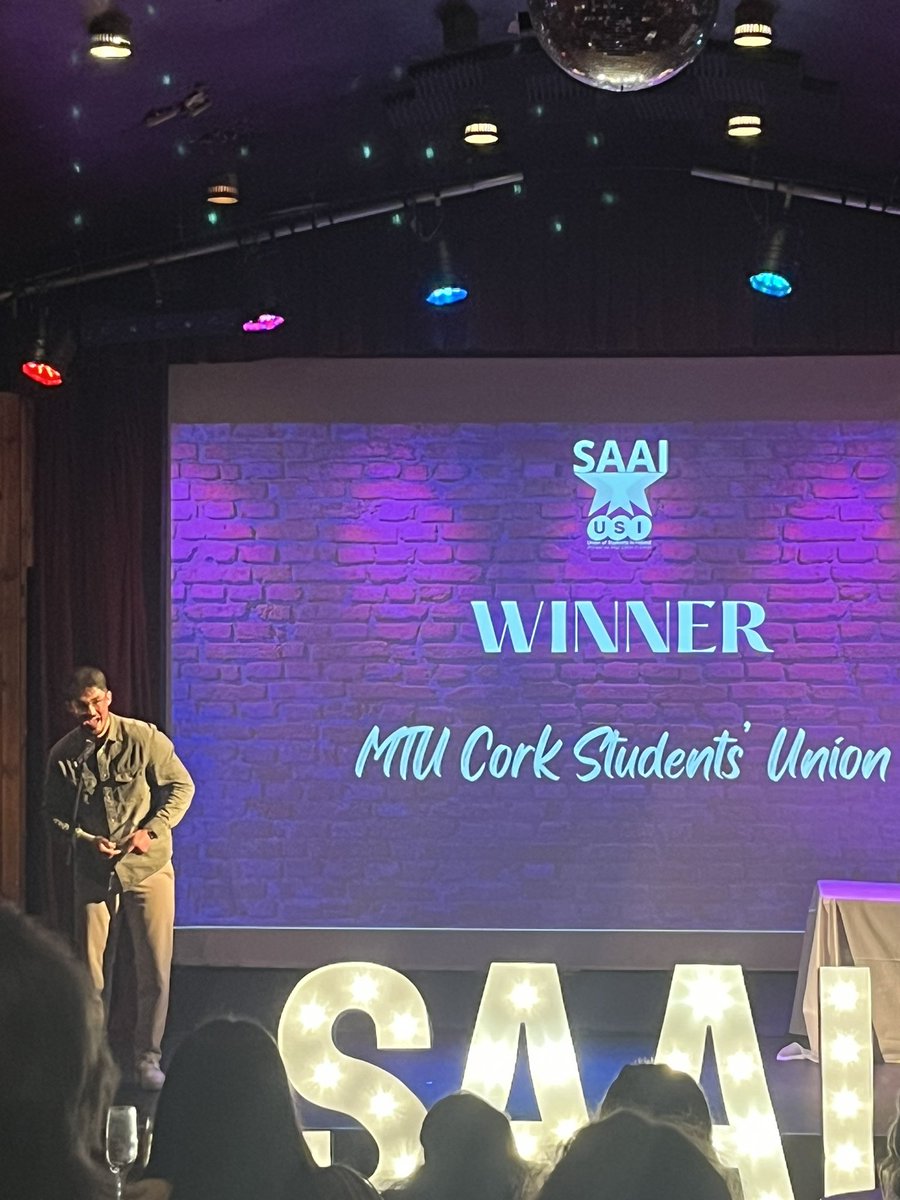 Well done to the rebel county! @MTU_CorkSU for best medium SU of the year at #SAAI24 🔴⚪️ Well done folks 💪🏼👏🏻