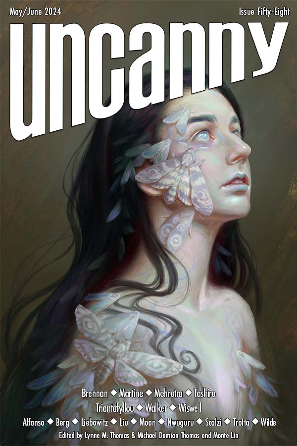 Uncanny Magazine Issue 58 Part 1 also features essays by <a href="/scalzi/">Scalzi</a>  &amp; <a href="/bergopolis/">Amy Berg</a>; poetry by <a href="/liu_angela/">Angela Liu</a> &amp; <a href="/alwayscoffee/">manusiacoffe</a>; <a href="/CarolineYoachim/">Caroline M. Yoachim</a> interviewing <a href="/ArkadyMartine/">Arkady Martine (Dr. AnnaLinden Weller)</a>; and <a href="/artofzara/">Zara Alfonso ➡️ @zaraalfonso.bsky.social</a>'s Stasis as the cover! uncannymagazine.com