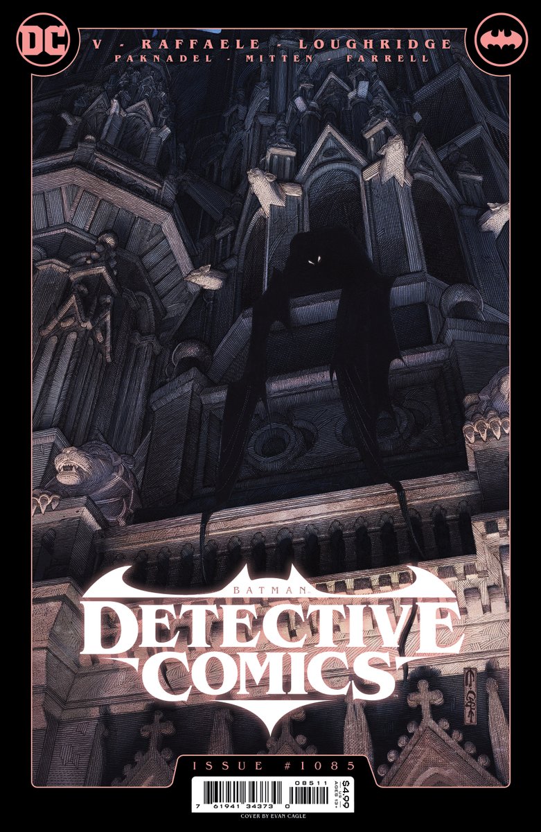 Live in look at the cover to Detective Comics #1085, part of the continuation to Act III of Gotham Nocturne!
Cover by Evan Cagle as always!
Ram V., Alex Paknadel (w)
Stefano Raffaele, Christopher Mitten (a)
Lee Loughridge, Triona Farrell (c)

#Batman #DetectiveComics