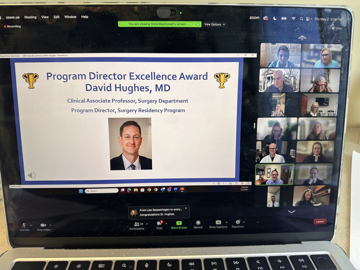 We quite literally have the BEST program director!! 👏👏👏 We are so lucky to have Dr. Hughes and this award is 100% well-deserved. Thank you for all that you do for the @UMichSurgery residents 😊