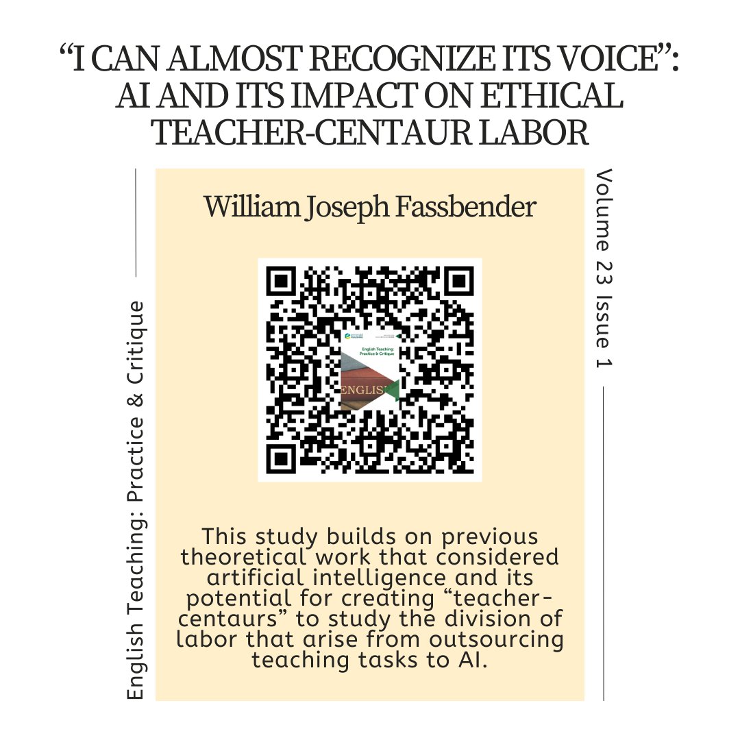 Next: “I Can Almost Recognize its Voice”: AI and its Impact on Ethical Teacher-Centaur Labor by William Joseph Fassbender In considering AI & its potential for creating “teacher-centaurs,” this paper explores the division of labor that arise from outsourcing teaching tasks to AI.