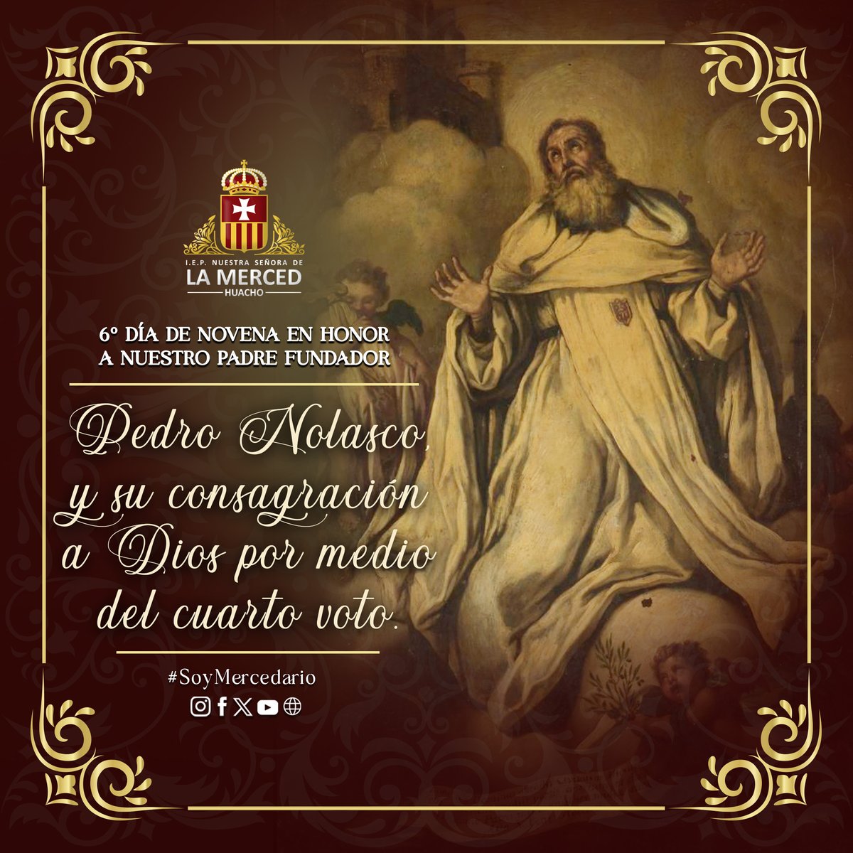 MercedHuacho's tweet photo. 𝐒𝐄𝐗𝐓𝐎 𝐃𝐈́𝐀 𝐃𝐄 𝐍𝐎𝐕𝐄𝐍𝐀 𝐄𝐍 𝐇𝐎𝐍𝐎𝐑 𝐀 𝐍𝐔𝐄𝐒𝐓𝐑𝐎 𝐏𝐀𝐃𝐑𝐄 𝐅𝐔𝐍𝐃𝐀𝐃𝐎𝐑 𝐒𝐀𝐍 𝐏𝐄𝐃𝐑𝐎 𝐍𝐎𝐋𝐀𝐒𝐂𝐎
#LaMercedHuacho #SoyMercedario #EducaciónIntegral https://t.co/0MGGgzRDxq