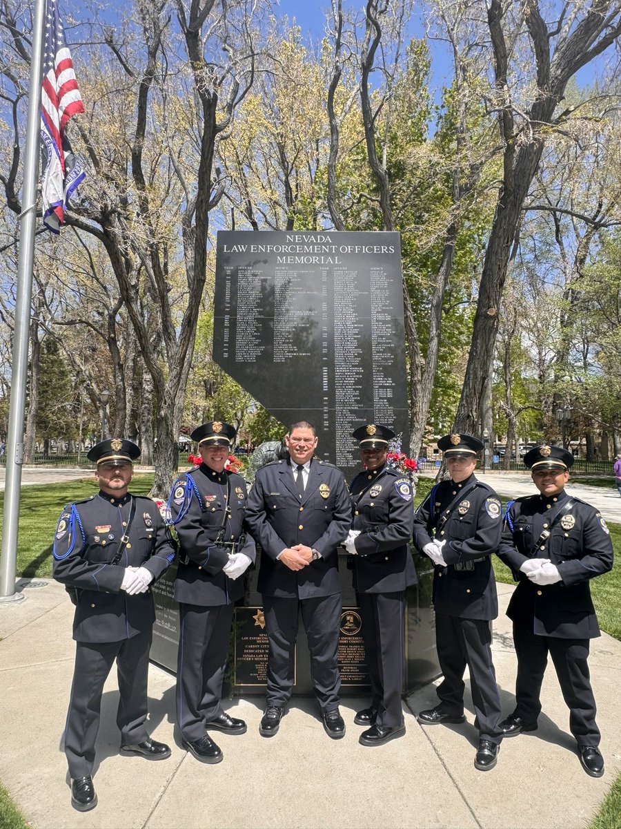 The @ccsdpd Honor Guard took part in the Nevada Law Enforcement Officers Memorial ceremony this afternoon in Carson City, #NV. It is an important event that honors the men and women who died in the line of duty.