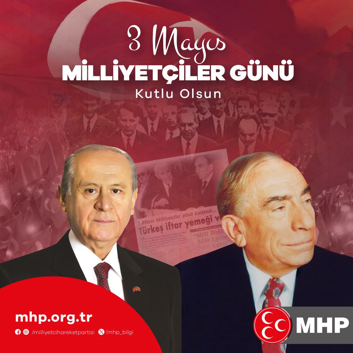 #3Mayıs1944 Türk milliyetçilerinin zulme karşı milli uyanışı başlattığı bir milat olmakla birlikte Türk milletinin varlık ve birlik ülküsünün nişanesidir. Başbuğumuz Alparslan Türkeş ve 3 Mayıs kahramanlarımızı rahmet ve minnetle yad ediyorum. “3 Mayıs ruhu ebediyen yaşasın.”