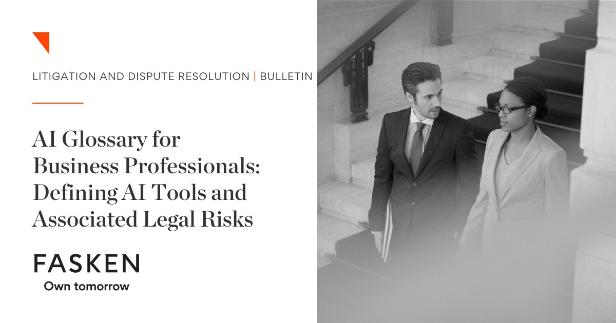 Artificial Intelligence is reshaping the way professionals work. Our latest #litigation bulletin has been shaped to help demystify #AI lingo and flag important legal considerations: AI Glossary for Business Professionals: shorturl.at/jtvy8 #Fasken #ArtificialIntelligence