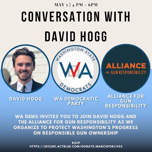 To all my friends in the Seattle area! Please join me, the WA Democrats, and the Alliance for Gun Responsibility this Sunday, 5/5 for an important conversation on gun safety! Let's work together to make our communities safer. See you there! RSVP: secure.actblue.com/donate/marchfo…