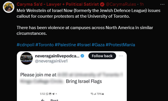 #CarymaNgo feigns repugnance with Weinstein but still manages to boost his call to her far right (and oft-zionist) bigots.

Boil it down and they're on the same side.

#FromTheRiverToTheSea
