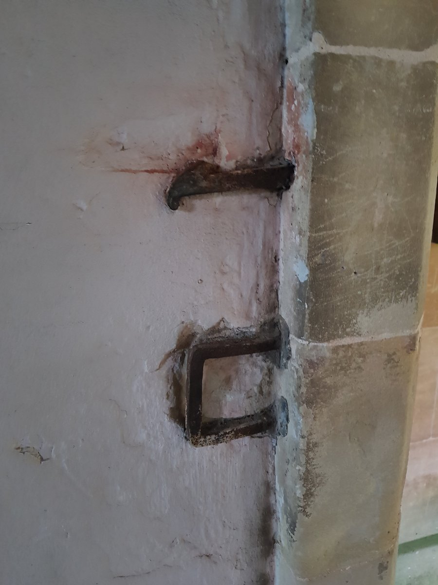 Door fixings. Originally driven into the masonry of the door jamb. Perhaps Mouse shouldn't find these trivial things so interesting. But Mouse does. Mouse really does. #IronworkThursday #AllSaintsWoodford