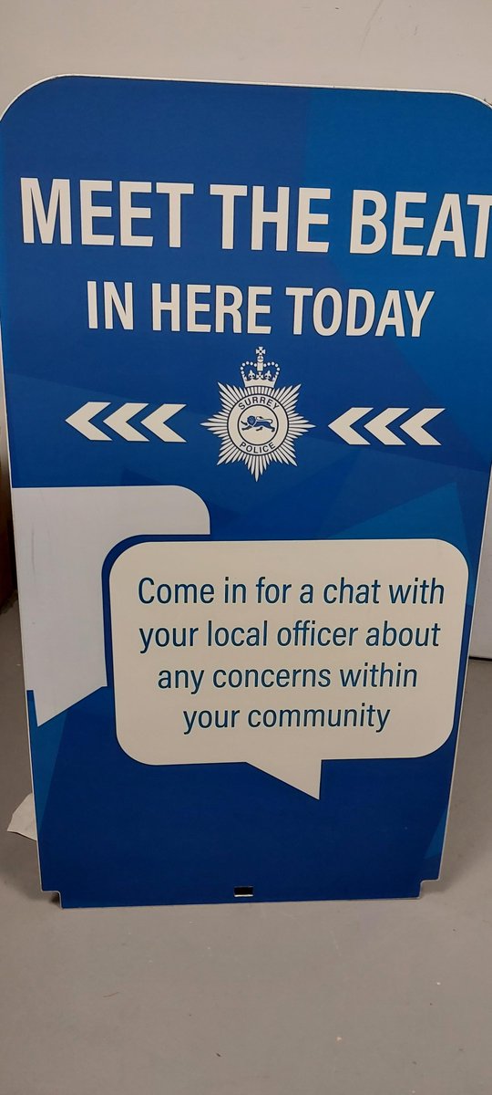 Come and chat to your local officers PCSO Becca Bullock &amp; PC Tony Charles at their Meet The Beat, Saturday 11th May 2024, 11:00 – 12:30,  Woking Library, Gloucester Walk, Woking Town Centre