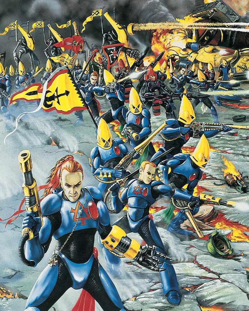 We have here the elves of Warhammer 40k, previously known as Eldar, now known as Aeldari. Which version of the name do you prefer? also this art is amazing.
.
#oldhammer #art #aeldari #warhammercommunity #warhammer40k #40k